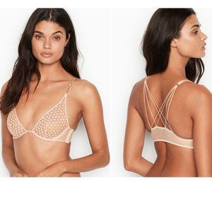 VS Very Sexy Starburst Plunge Bra 32D Champagne NWT